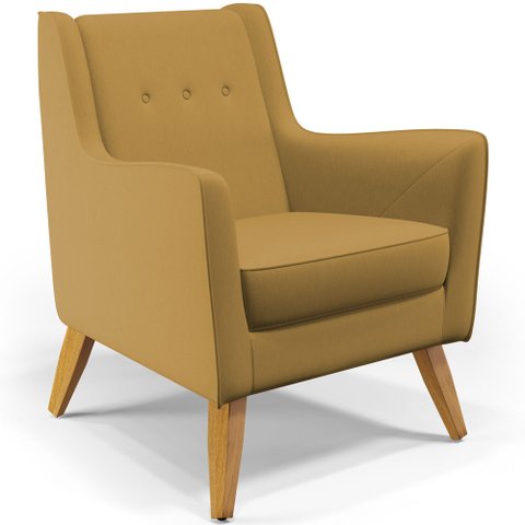 Poltrona Decorativa com Pés de Madeira Taroba D02 Veludo Mostarda B-260 - Lyam Decor