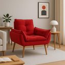 Ver imagem 2 de Poltrona para Sala Decorativa Opala Pés Madeira Suede Vermelho Império Decor