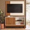 Ver imagem 2 de Rack Bancada com Painel Wood 120cm Pérola Metalizado/cinamomo Mel para Tv até 42” - Mobler