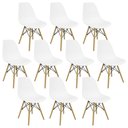 Ver imagem 1 de Kit 10 Cadeiras Charles Eames Eiffel Dsw - Base de Madeira Clara - Branco Multicolorido