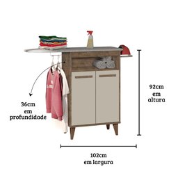 Tábua de Passar Horizon Cor:canela Off White Armário Mizza Decor - 3