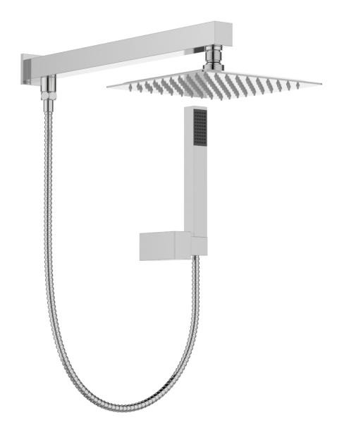 Chuveiro quadrado com desviador e ducha manual cromado lexxa - 1