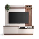 Ver imagem 1 de Home Theater Coimbra para TV até 70 Polegadas com LED e Gavetas Nogueira Real/Off White - Bela Móvei