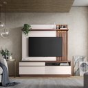 Ver imagem 2 de Home Theater Coimbra para TV até 70 Polegadas com LED e Gavetas Nogueira Real/Off White - Bela Móvei
