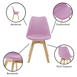 Cadeira Saarinen Wood Com Estofamento Várias Cores - Rosa - 2