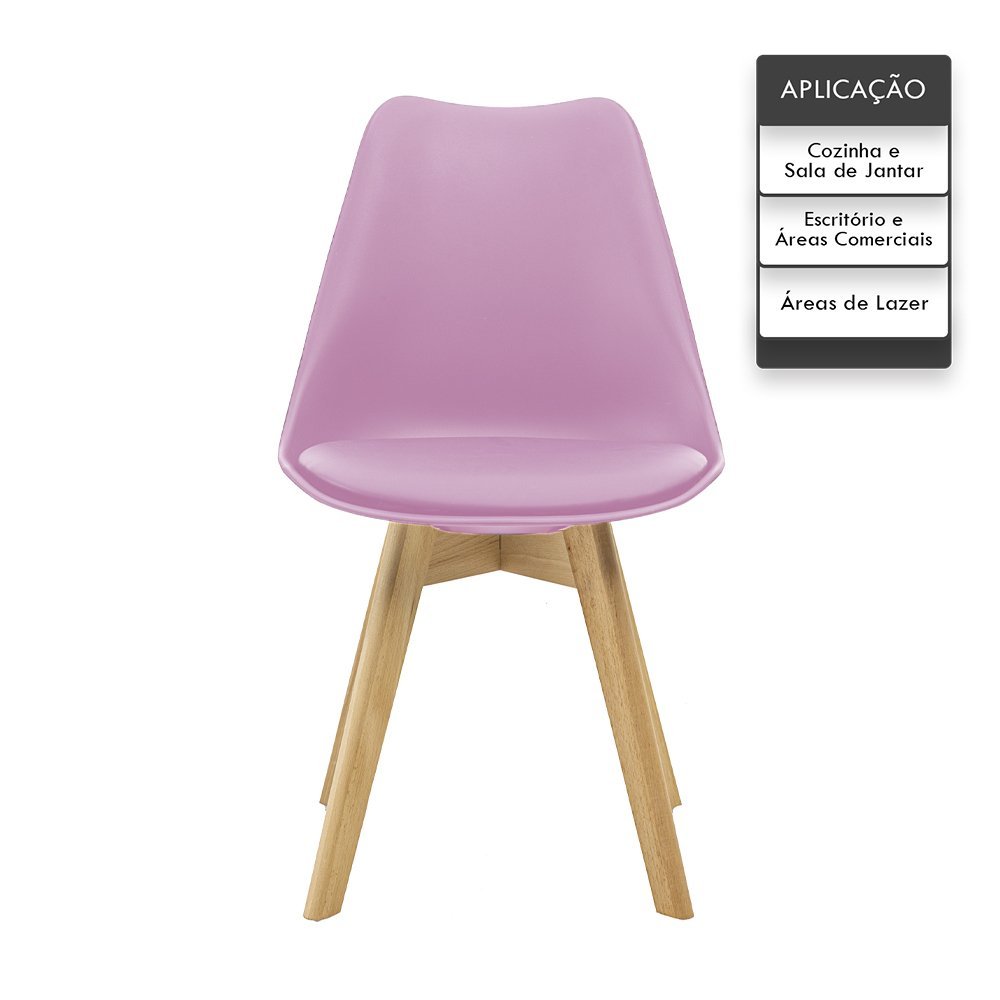 Cadeira Saarinen Wood Com Estofamento Várias Cores - Rosa - 3