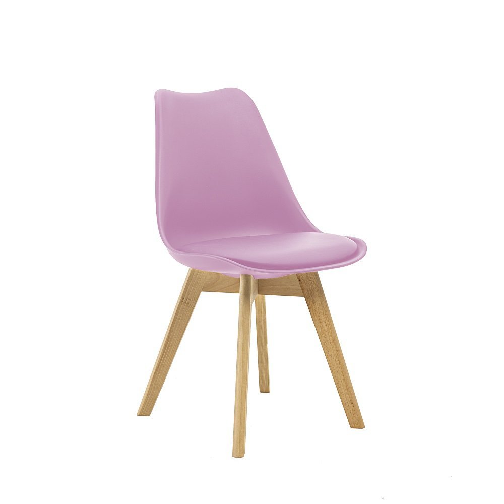 Cadeira Saarinen Wood Com Estofamento Várias Cores - Rosa - 1