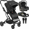 Carrinho de Bebe com Bebe Conforto Base Kiddo Zig Zag Preto - 1