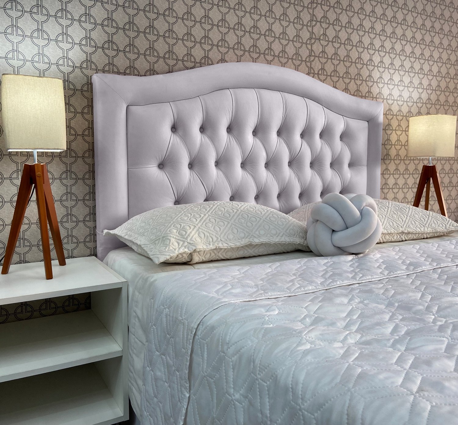 Cabeceira Cama Casal Capitonê Sophia Provençal Corano Branco 60 Rbl - 1