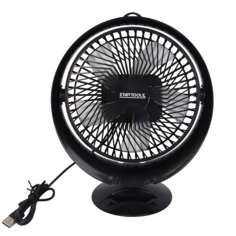 Ventilador de Mesa Portátil Usb 25,5cm 2 Velocidades Ajustável Ideal para Escritório e Viagens Preto