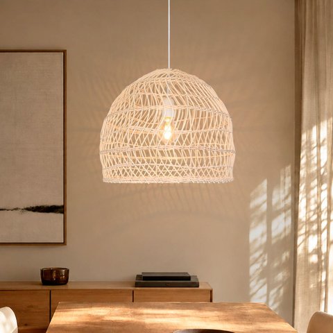 Pendente Fibra Natural em Rattan Artesanal Vime E27 NAT17