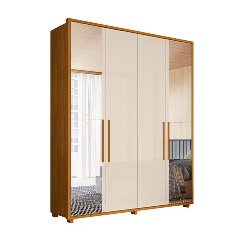 Guarda Roupas 100% Mdf 2 Espelhos 4 Portas 187cm Greco 182 Espazzo Madetec