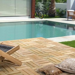 Deck Placa de Madeira Modular Base Madeira 30x30cm Eucalipto Área Interna Externa Piscina e Jardim - 1