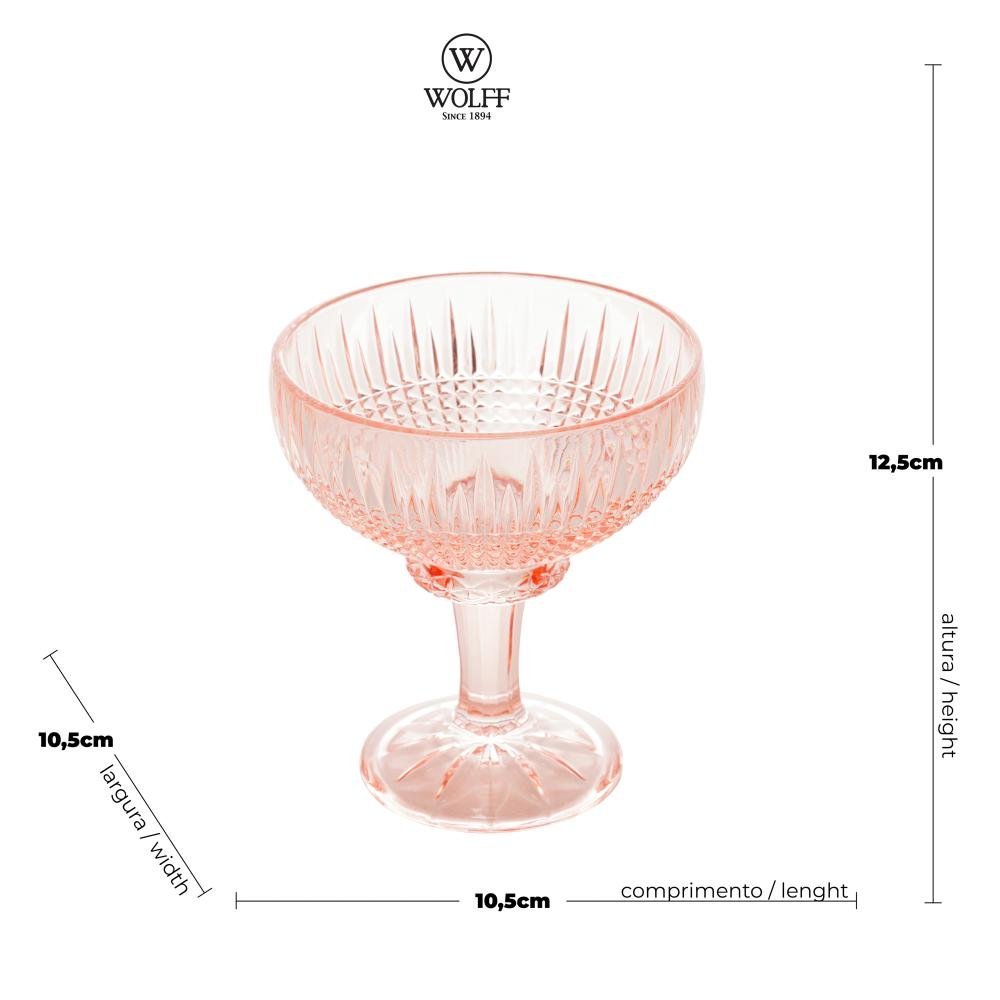 Cj 6 Taças Cristal P/Sobremesa Queen Rosa 260Ml - 5