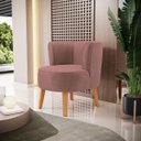 Ver imagem 1 de Cadeira Decor para Sala de Estar Confortável Recepção Tecido Veludo Macia Pés de Madeira Reforçado