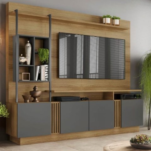 Estante Home para TV até 65 Polegadas Fortuna Jcm Móveis Noronha Grafite