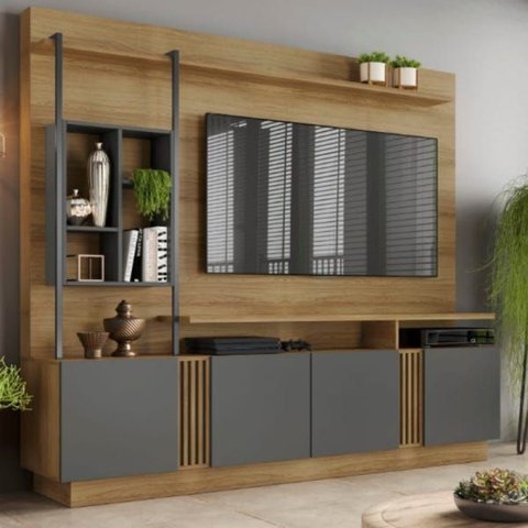 Estante Home para TV até 65 Polegadas Fortuna Jcm Móveis Noronha Grafite