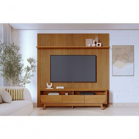 Rack com Painel Home Luna para TV até 75" 200cm MDF MDP Marrom Madetec Móveis