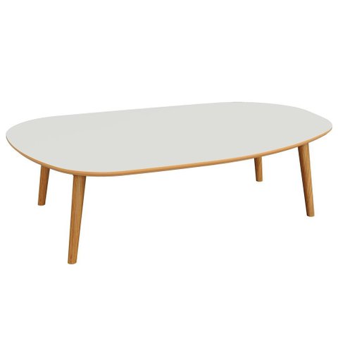 Mesa de Centro para Sala de Estar Orgânica 90cm Cindy D03 Off White Freijó - Lyam Decor