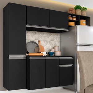 Armário de Cozinha Suspenso 4 Peças Liris Preto - Móveis Arapongas Preto Fosco
