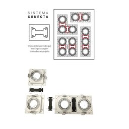 Spot Duplo Embutir Quadrado Recuado Branco Fundo Preto Par30 E27 - 3 Spot Duplo Embutir Quadrado Recuado Branco Fundo Preto Par30 E27 - 3