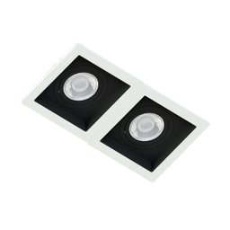 Spot Duplo Embutir Quadrado Recuado Branco Fundo Preto Par30 E27 - 1 Spot Duplo Embutir Quadrado Recuado Branco Fundo Preto Par30 E27 - 1