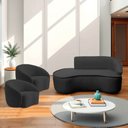 Ver imagem 1 de Kit Divã Recamier Orgânico Marrocos 200cm Lado Esquerdo e 2 Poltronas Amore Linho Preto