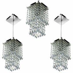 Kit 1 Lustre Cristal Acr. Spark + 2 Pendentes Spark - 1 Kit 1 Lustre Cristal Acr. Spark + 2 Pendentes Spark - 1