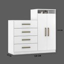 Ver imagem 2 de Cômoda 4 Gavetas 2 Portas 1 Nicho Aurea - Branco