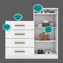 Ver imagem 4 de Cômoda 4 Gavetas 2 Portas 1 Nicho Aurea - Branco