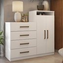Ver imagem 1 de Cômoda 4 Gavetas 2 Portas 1 Nicho Aurea - Branco