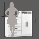 Ver imagem 3 de Cômoda 4 Gavetas 2 Portas 1 Nicho Aurea - Branco