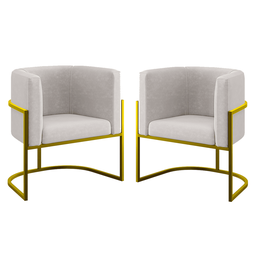 Kit 2 Poltronas Decorativa Sala de Estar Luana Base Gold Suede - 1