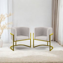 Kit 2 Poltronas Decorativa Sala de Estar Luana Base Gold Suede - 1