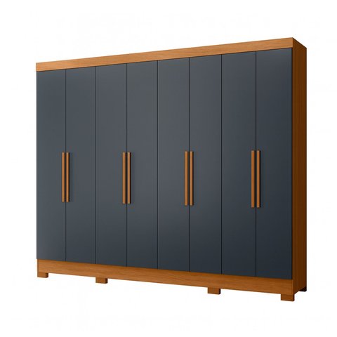 Guarda Roupa Grande Quarto Casal Diplomata 8 Portas 4 Gavetas Freijo com Cinza