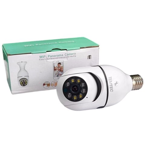 Câmera Bulbo Segurança Wifi Robô 360 Panoramica Controle App