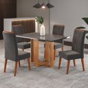 Ver imagem 1 de Mesa de Jantar 4 Lugares com Vidro Pajero Mel/grafite - Viero Móveis