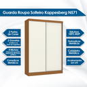 Ver imagem 7 de Guarda-Roupa Solteiro 2 Portas de Correr com Cores Reversíveis - Kappesberg
