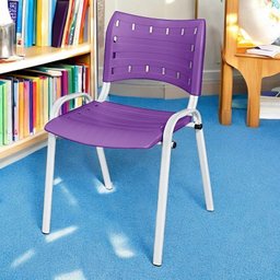 Cadeira Iso Base Branco Escola, Escritório - Violeta Kit 4 Un - 1