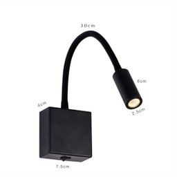 7 Arandela Leitura Cabeceira Cama LED Bivolt Preta Ace15 - 2