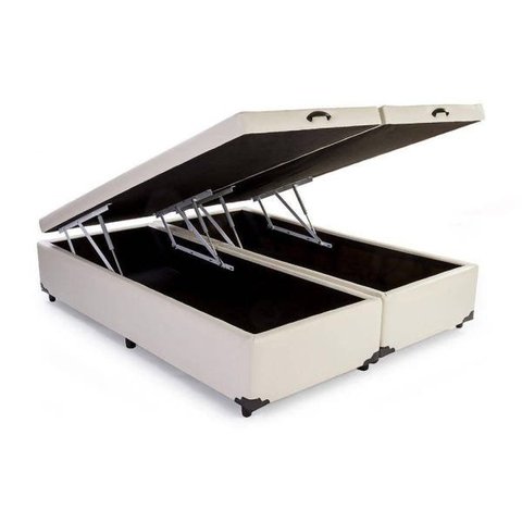 Base Box Baú Queen Bipartido Sp Móveis Suede Bege