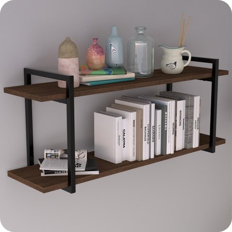 Prateleira Estilo Industrial P/ Quarto Parede GND PM 120cm