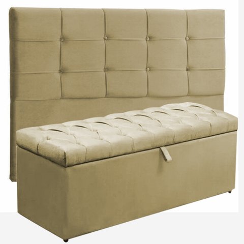 Kit Cabeceira Mel + Calçadeira Itália Queen 160 CM Suede Marfim - D A Decor