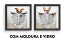 Ver imagem 1 de Kit 2 Quadros Decorativos Banheiro Toalete Lavabo Dog Jornal: Preto