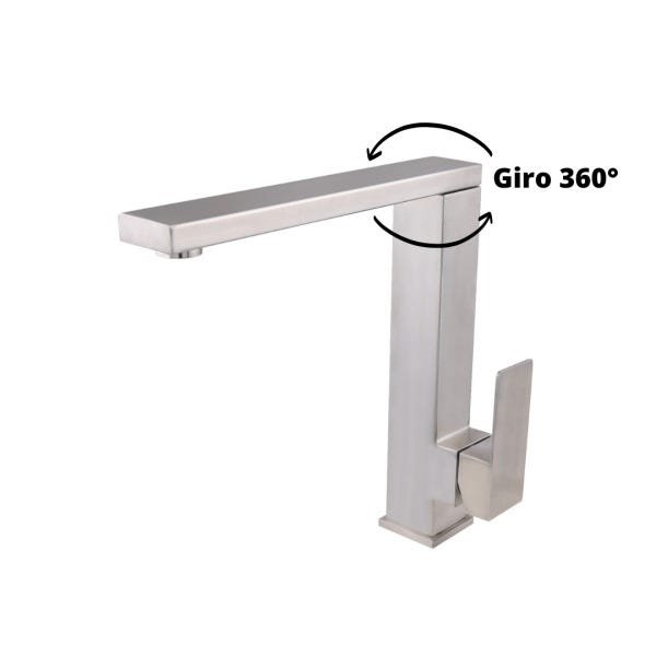 Torneira Quadrada Monocomando Prata Escovada Vanity Giro 360 Agua Quente ou Fria Qualidade Garantida - 2