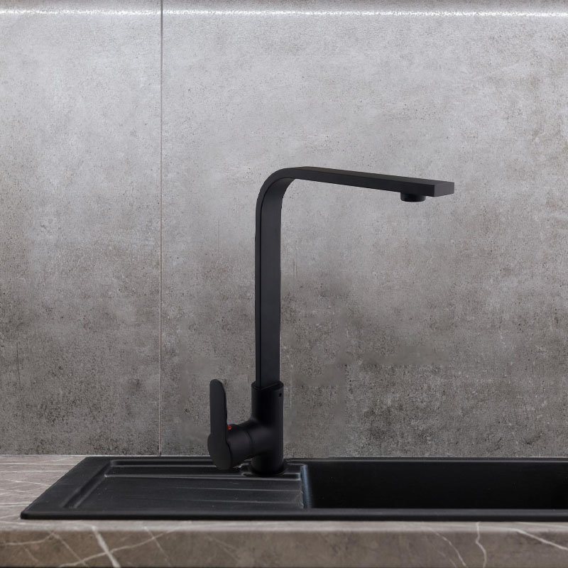 Torneira Monocomando para Cozinha Gourmet Misturador com Arejador e Bica Giratória Preto Fosco - 4