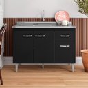 Ver imagem 1 de Balcão para Cozinha 3 Portas Derby Preto Fosco