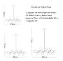 Ver imagem 3 de Pendente Moderno Jabuticaba Rose 16 Vidros Para Mesa de Jantar Sala Bancada Área Gourmet