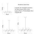 Ver imagem 3 de Pendente Moderno Jabuticaba Rose 16 Vidros Para Mesa de Jantar Sala Bancada Área Gourmet