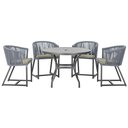 Ver imagem 1 de Mesa com 4 Cadeiras de Jantar Roma 100cm e Noronha em Aluminío Preto Corda Nautica Estofado 8 Trama